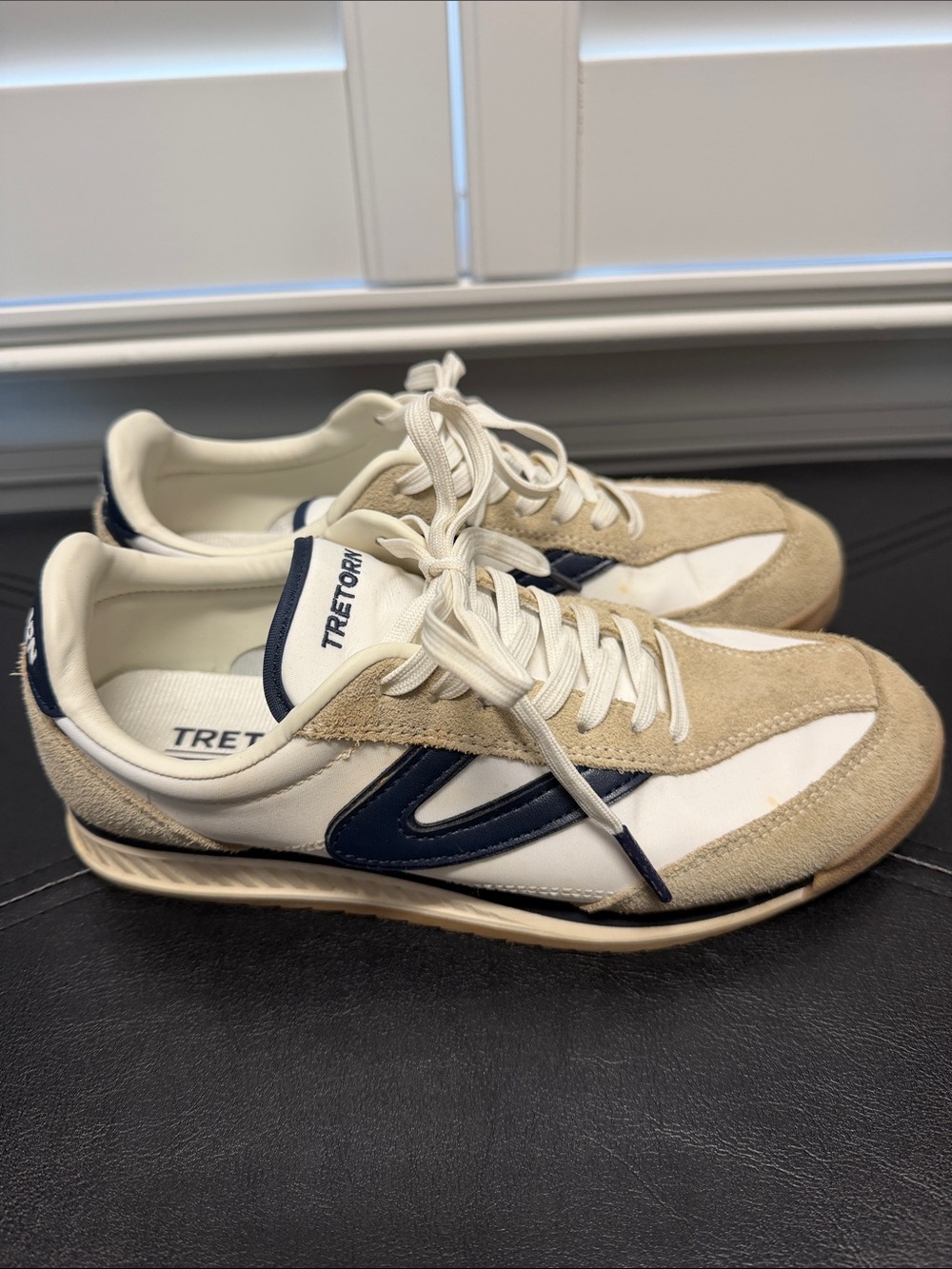 Tretorn Low-Profile Sneakers in White, Beige and Navy